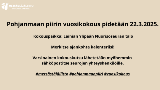 Pohjanmaan piirin vuosikokous 2025