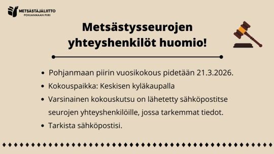 Pohjanmaan piirin vuosikokous pidetään 21.3.2026 Tuurissa.