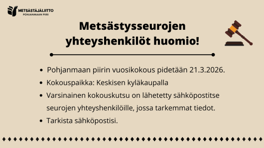 Pohjanmaan piirin vuosikokous pidetään 21.3.2026 Tuurissa.